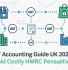 A clean, stylized map of London focused on the Merton High Street area, with business icons such as a shop, office building, shopping bag, and factory connected by VAT-labeled data streams. Blue and green dotted lines represent HMRC-related VAT flows. Bold text at the bottom reads: “VAT Accounting Guide UK 2025: Avoid Costly HMRC Penalties.” The design uses HMRC blue and accounting green, optimized for social sharing and mobile visibility.