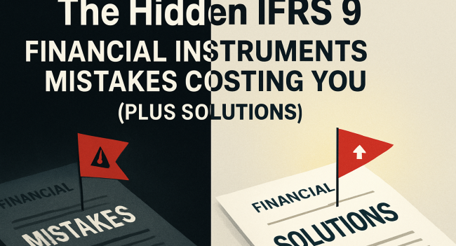 Split image showing IFRS 9 financial mistakes versus solutions – dark side with hidden errors and bright side with corrective solutions, highlighting costly compliance risks and remedies.
