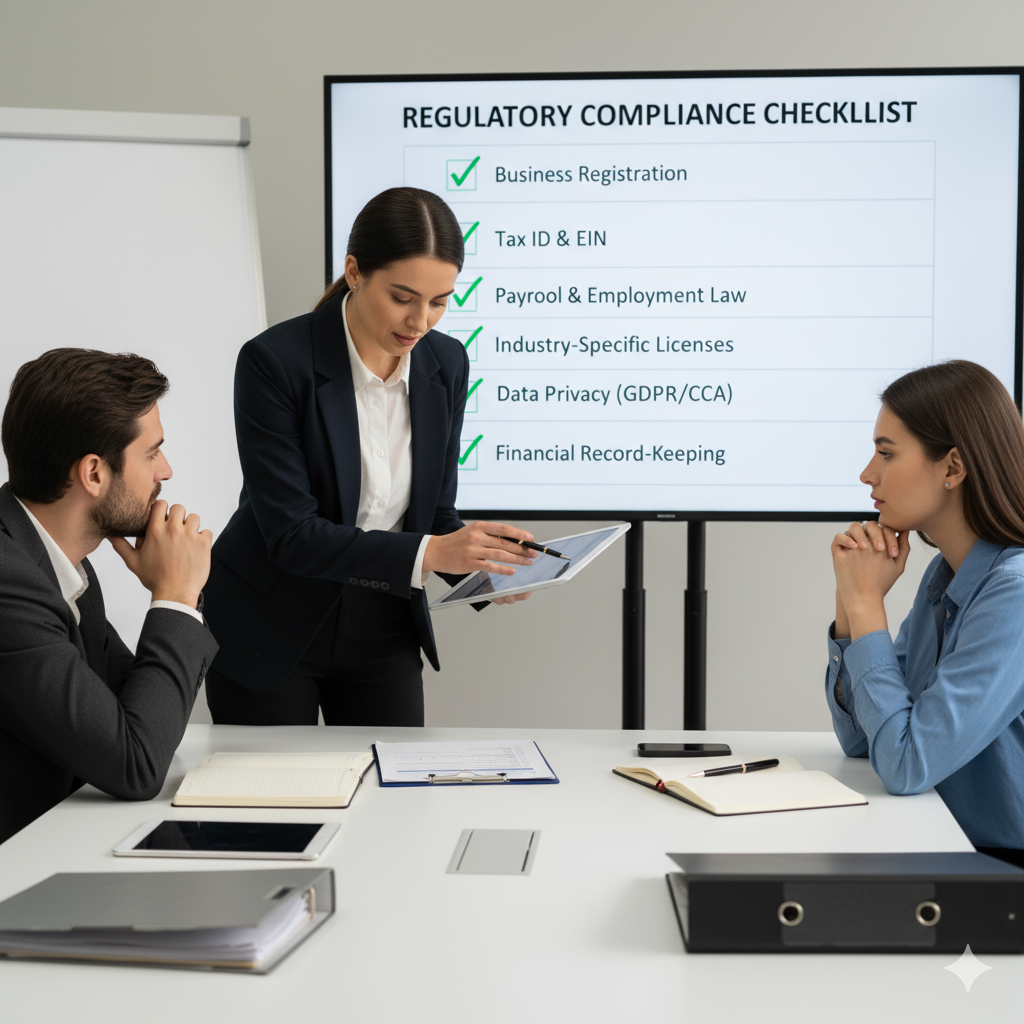 Startup founders receiving professional accounting guidance for compliance requirements
