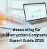 Accounting for construction companies showing blueprints financial reports and accounting tools for builders and contractors