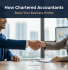Chartered accountant firm professional handshake with business client discussing profit growth strategies in modern office with financial charts