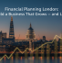 London skyline at sunset with financial growth chart overlay and text “Financial Planning London: Build a Business That Grows – and Lasts.”