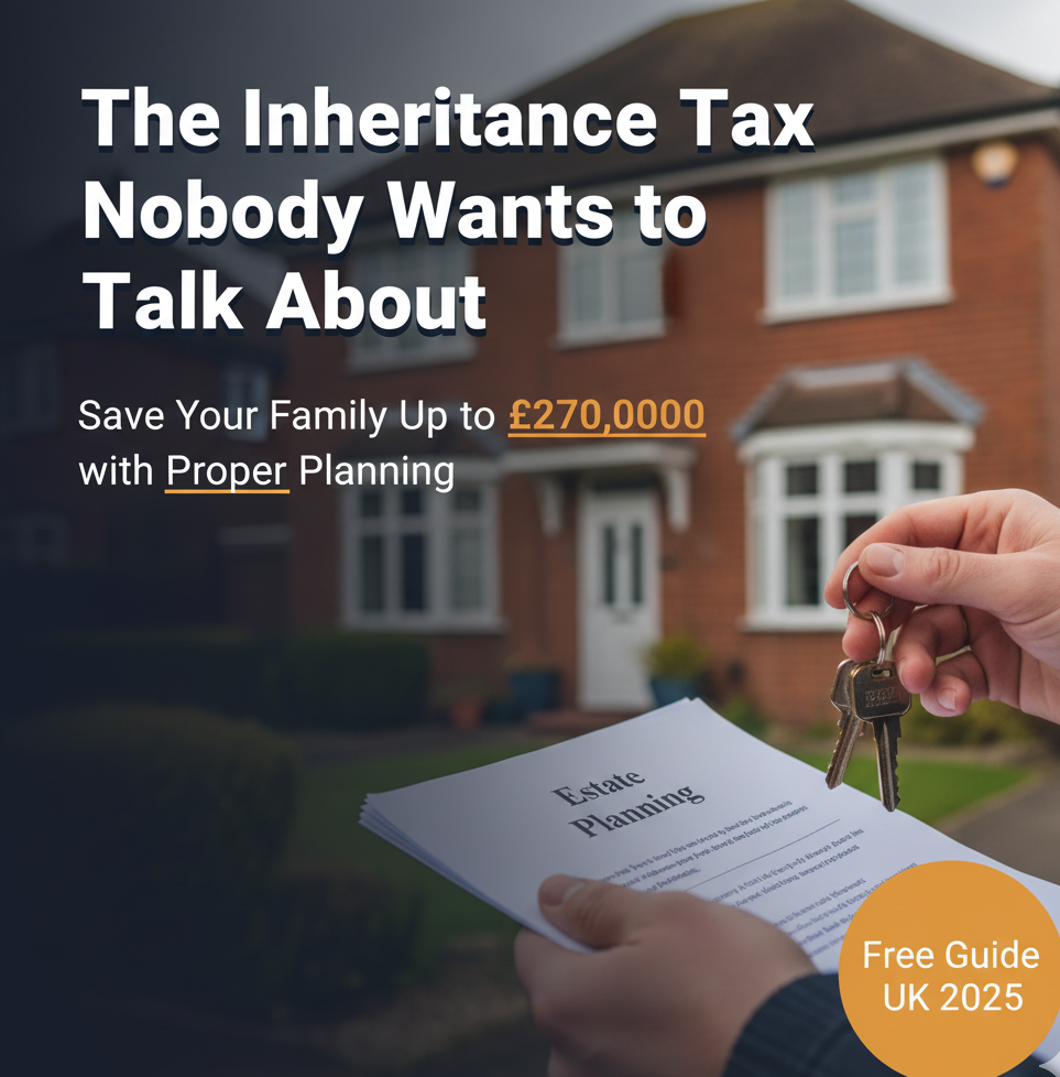 Inheritance tax planning guide showing UK family home with estate planning documents and house keys to save £270,000