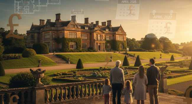 British country estate representing wealth and inheritance tax planning in England under new 2025 residence-based rules