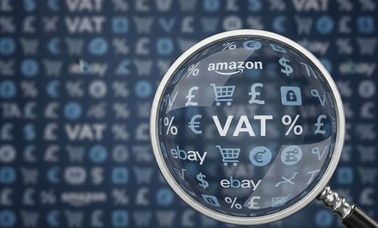 Ecommerce accounts specialist examining online business finances showing platform complexity and VAT requirements UK