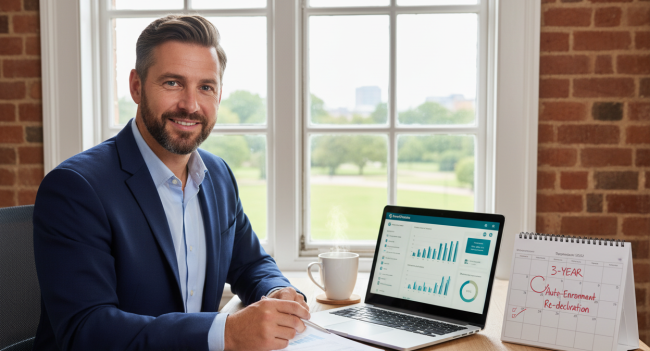 UK business owner managing auto enrolment smart pension workplace compliance with digital dashboard and regulatory checklist for employee pensions