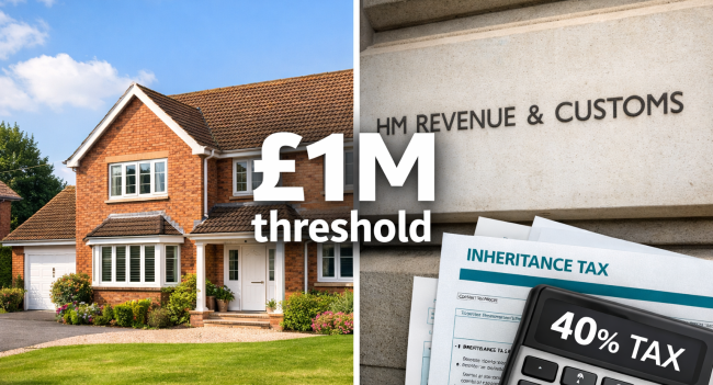 UK inheritance tax on family property showing £1 million threshold and 40% tax rate implications