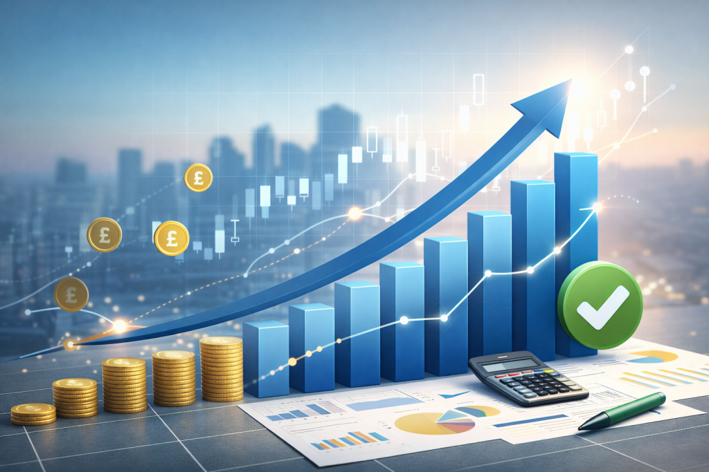  Financial growth graph showing increasing profits for UK small business with professional accounting support