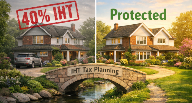 IHT tax planning visual showing how inheritance tax can be reduced on family estates through proper planning strategies and exemptions