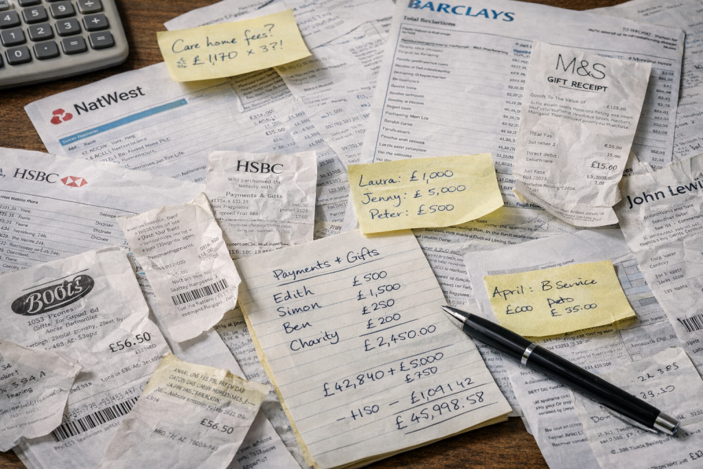 Documents and bank statements needed to complete inheritance tax form IHT400