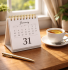 Desk calendar showing January 31 self assessment tax return deadline with pen and tea