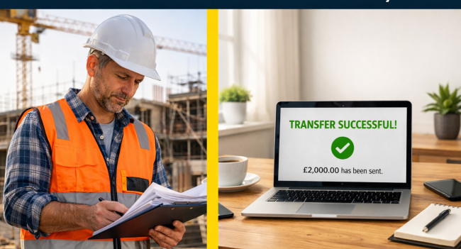 CIS refund claim process — construction subcontractor reviewing deduction statements on building site