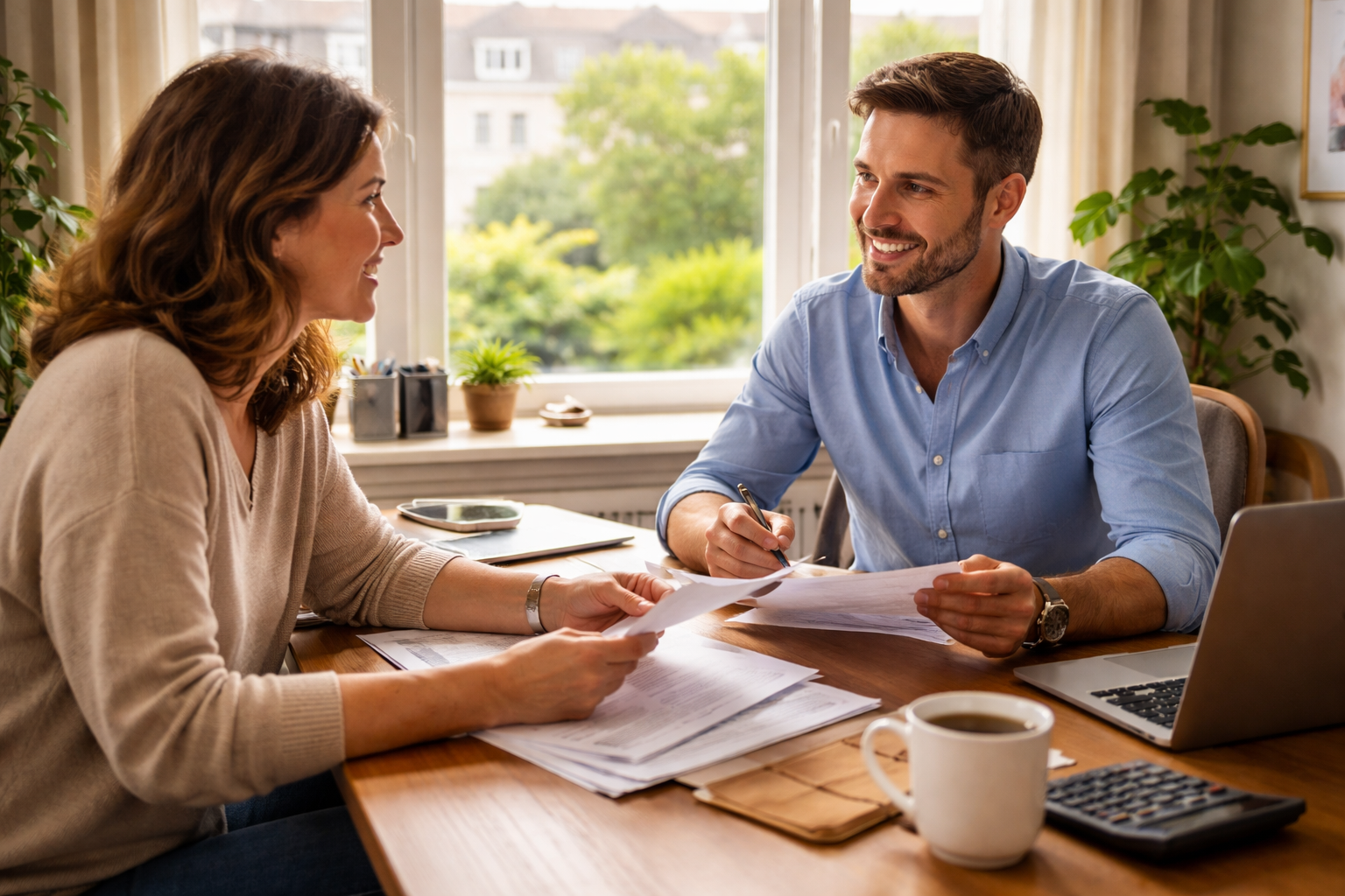 tax advisor Wimbledon — professional meeting with client over financial documents and laptop