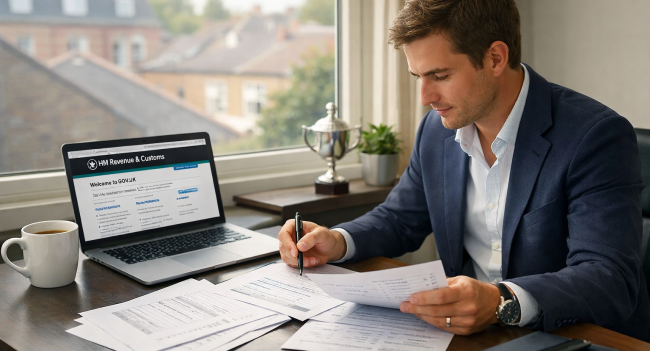 Wimbledon resident reviewing personal tax return documents before HMRC self assessment deadline