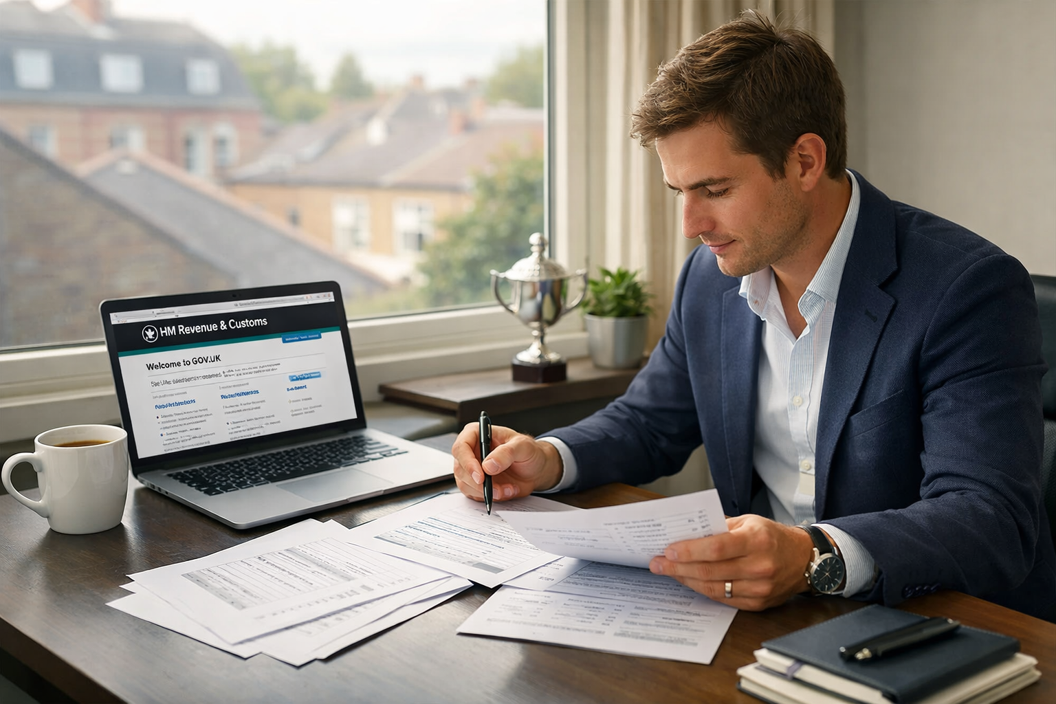 Wimbledon resident reviewing personal tax return documents before HMRC self assessment deadline