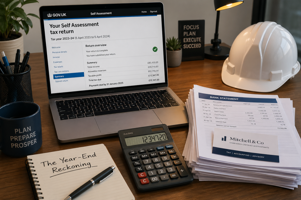 Self-employed contractor year-end CIS refund claim and self-assessment tax return preparation