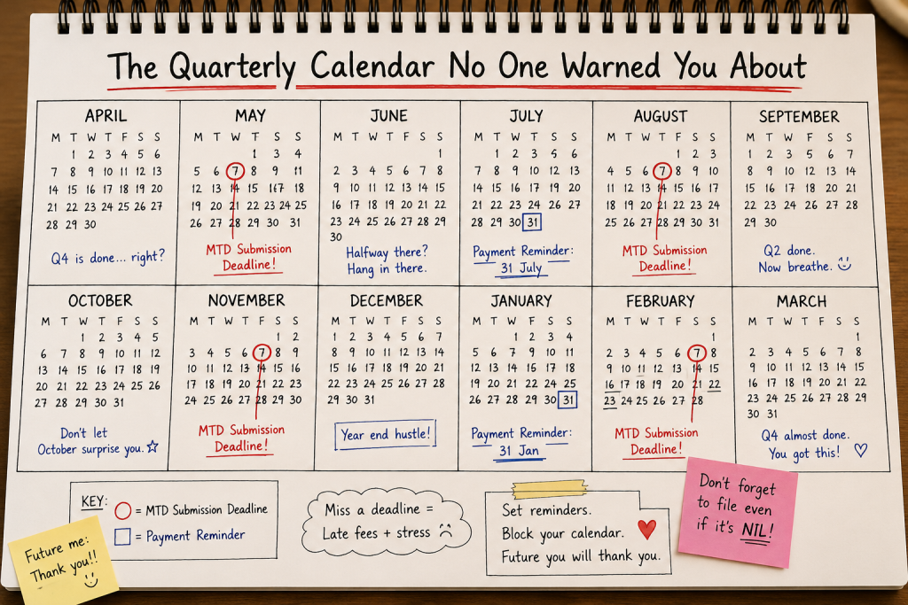 MTD quarterly submission deadlines 2026 2027 calendar for sole traders and landlords Placement: 