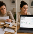 Person managing their HMRC personal tax account online versus paper tax documents