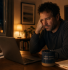 Business owner at a kitchen table at night searching when should I switch accountants on a laptop