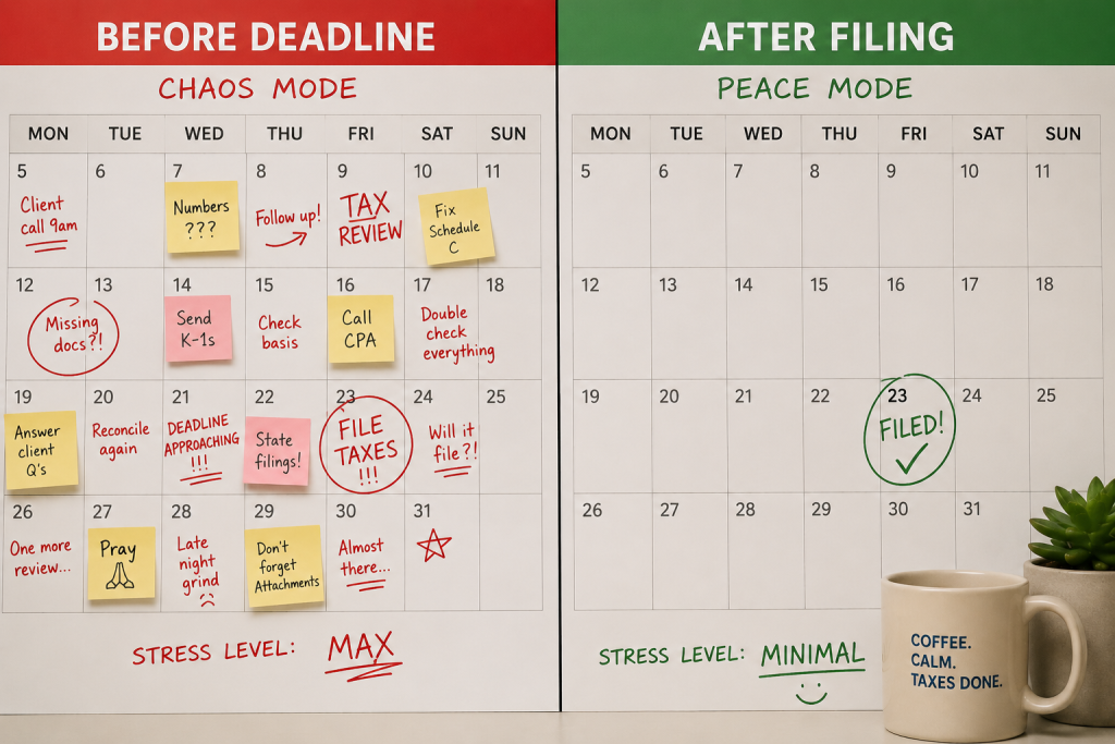 Calendar comparison showing the best and worst times in the tax year to switch accountants