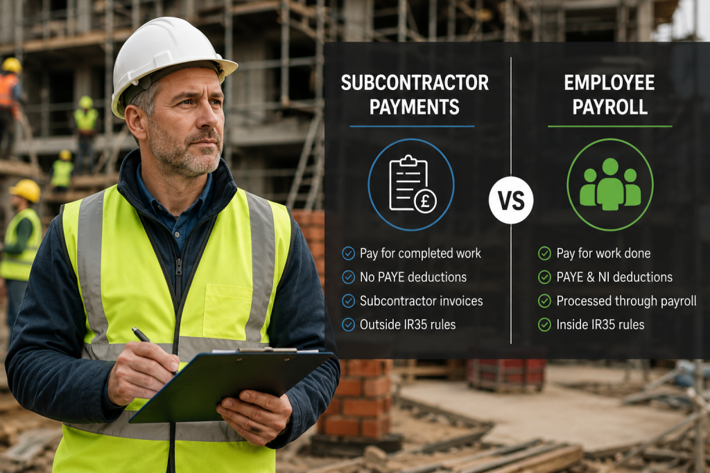 Construction business managing both CIS payments and PAYE registration for employees