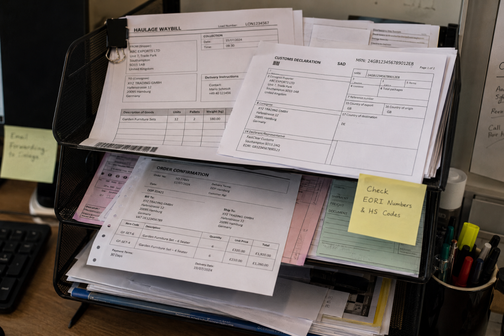 Filed export evidence including waybills and customs declarations supporting zero-rated export VAT