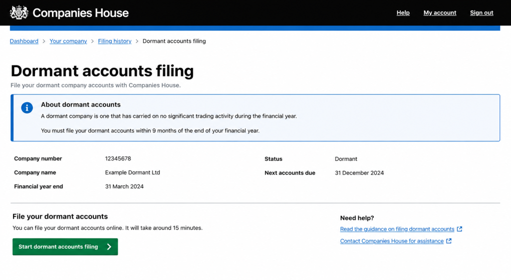 File dormant company accounts with Companies House