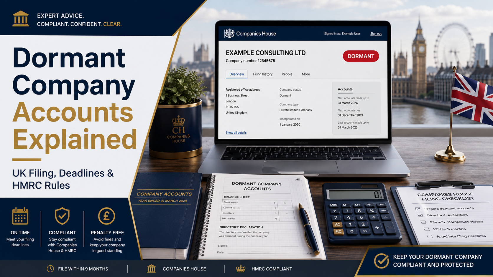 Dormant company accounts explained with Companies House filing documents and UK accounting records