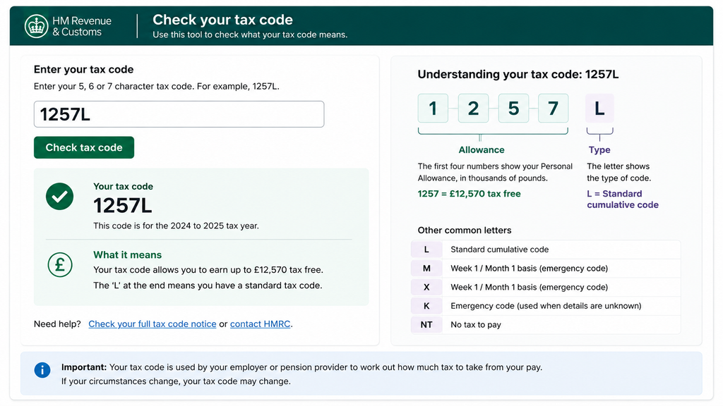 Check tax code with HMRC