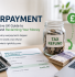 UK tax overpayment refund guide cover showing HMRC tax calculation, coins jar labeled 'Tax Refund,' £20 notes, calculator, and tax account laptop dashboard