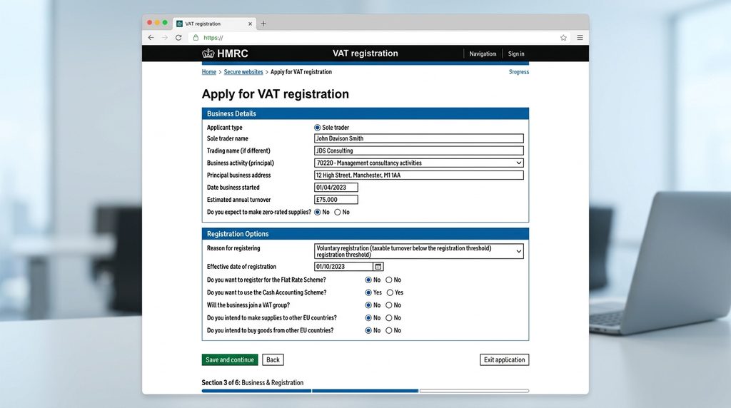 Complete VAT registration online with HMRC