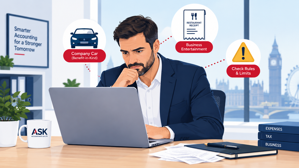 Smarter accounting in London: ASK Accountants UK Ltd advises businesses on company car benefits, business entertainment expenses, tax rules and allowable expense claims.