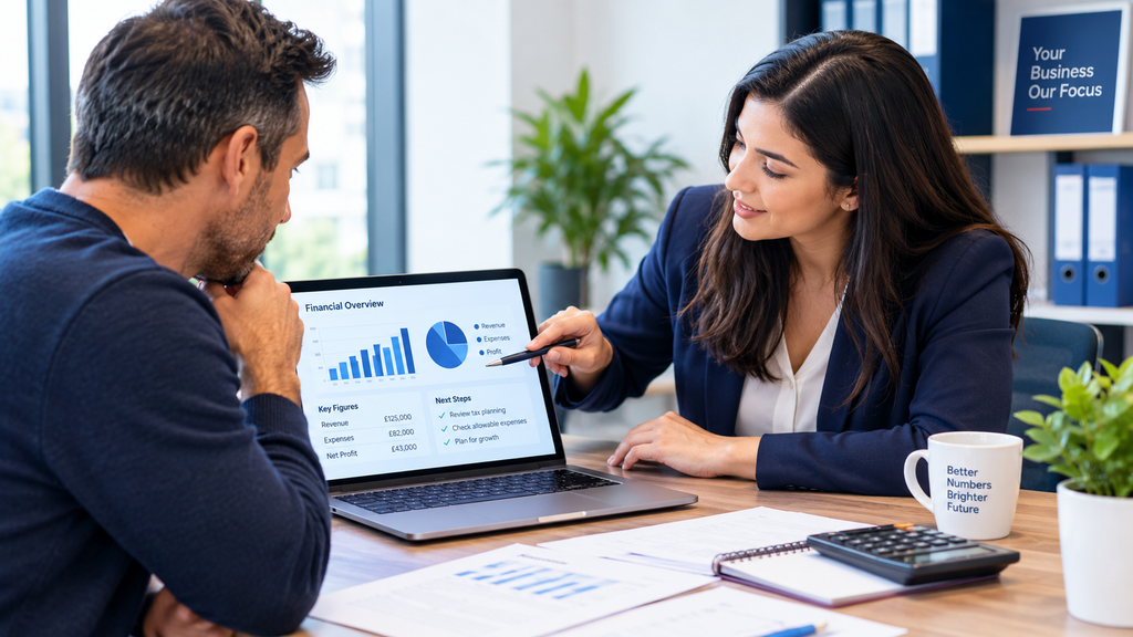 An accountant explaining director loan interest calculations to a UK business owner to help them stay HMRC compliant.