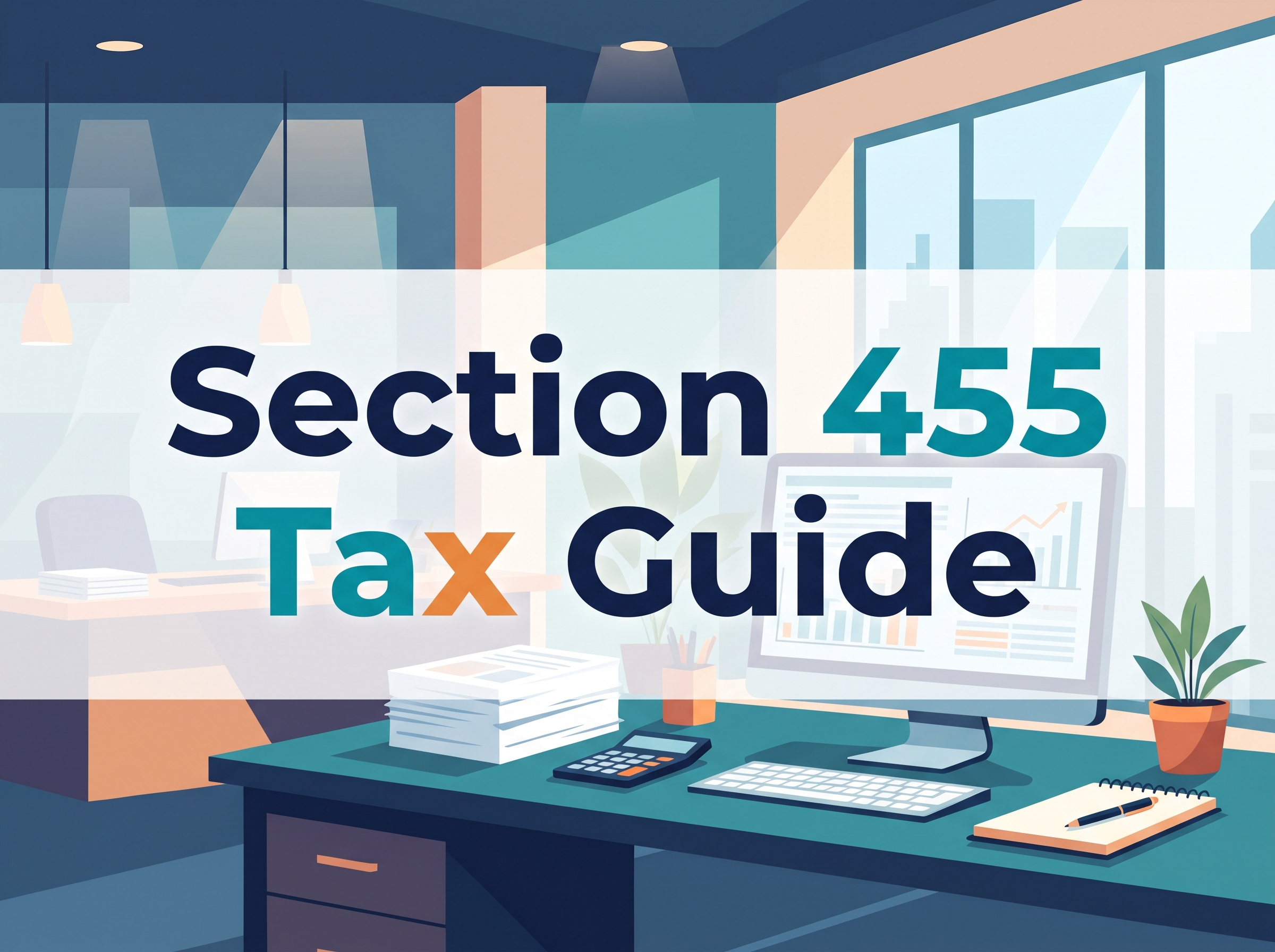 Featured image for Section 455 tax guide showing a modern accounting workspace.