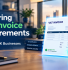 Featured image for a UK business guide on VAT invoice requirements showing a compliant digital invoice and professional overlay text.